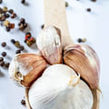 minced garlic in spoon