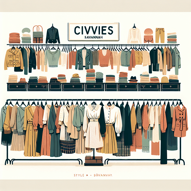Vintage clothing racks at Civvies in Savannah
